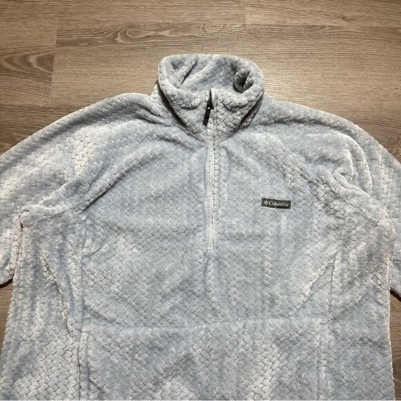 Columbia Fleece Sweater Tall Neck Light Blue XXL Teddy Bear Gorpcore Outdoors - Picture 8 of 9